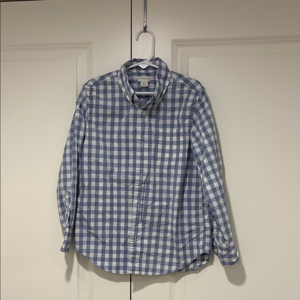 JCrew Crewcuts Blue and White Checkered Boys Shirt